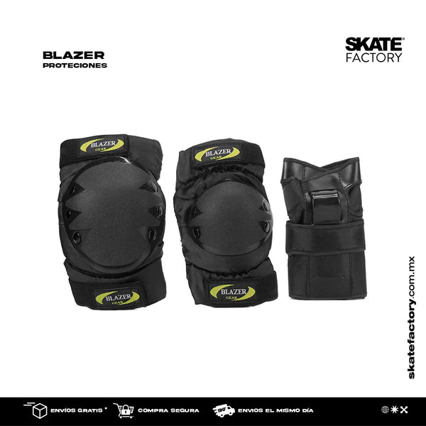 Los kits de Blazer de protecciones son Ideales para comenzar patinar sin miedo. Son esenciales para ir seguro y sin golpes ya sea en patines freeskate, en línea, agresivo o quads o en cualquier tipo de patines Encuéntralos en tu skate shop, Skate factory ®.