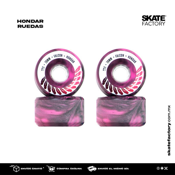 JUEGO DE 4 RUEDAS PARA LONGBOARD HONDAR FALCON 70MM MORADO